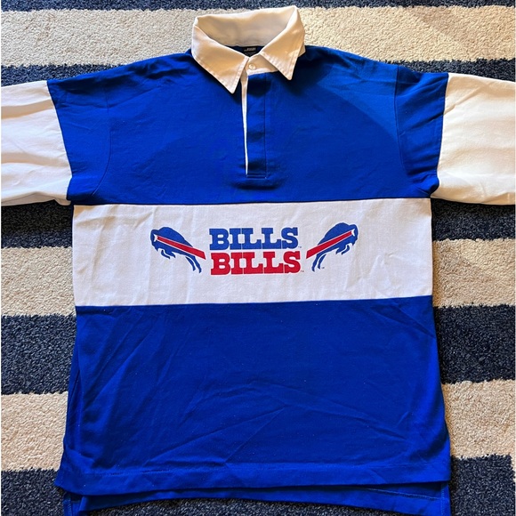 Vintage Buffalo Bills NFL Super Bowl XXV Staff Polo Rugby Staff